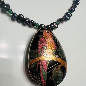 black cloisonné pendent